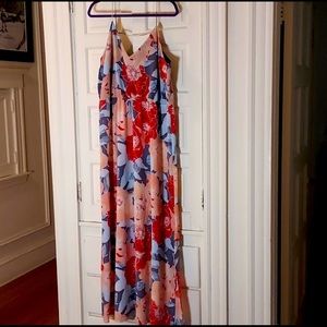 LOFT Outlet Hawaiian Print Maxi Dress Cross Back